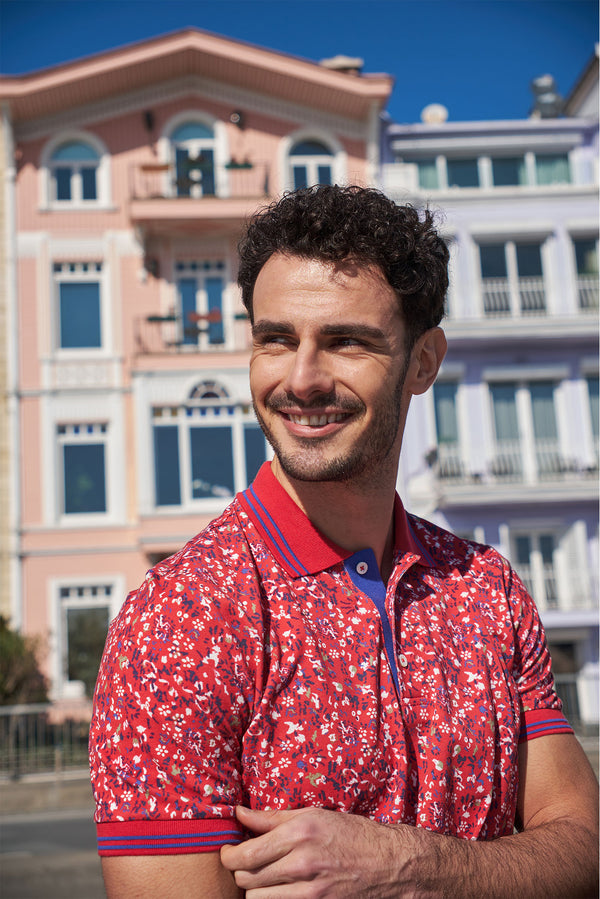 Polo Homme Piquet Rouge Bleu