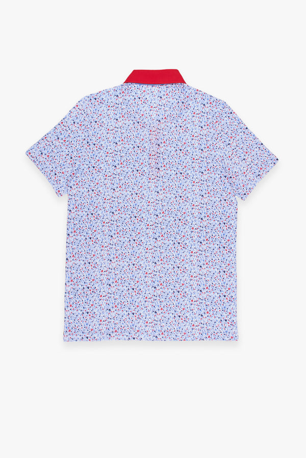 Cotton Man Polo White Red