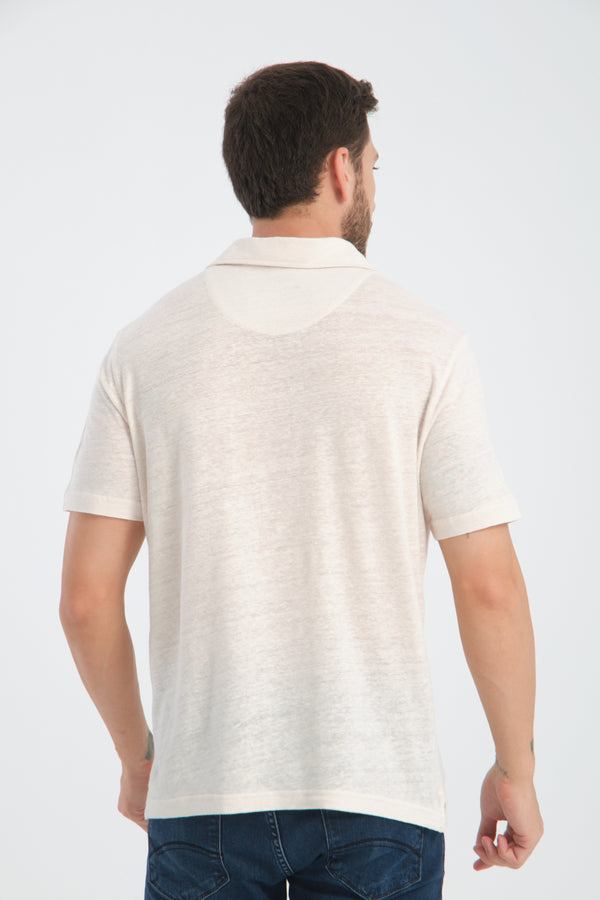 Polo Homme Lin Blanc