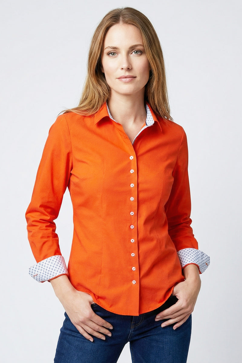 Beatrice Sport Poplin Stretch Women Shirt Orange – 7 Camicie