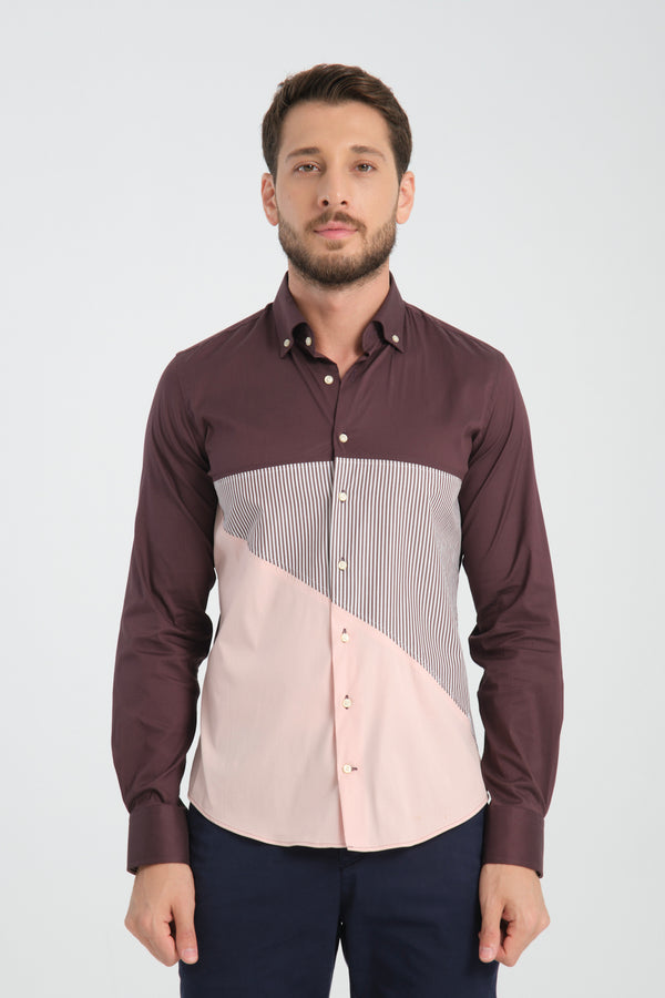 Camisa Hombre Sport Popelin Stretch Rojo