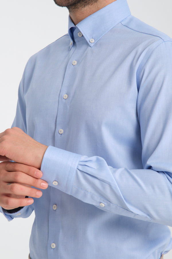 Camicia Uomo Cesare Essential Oxford No Iron Blu No Stiro
