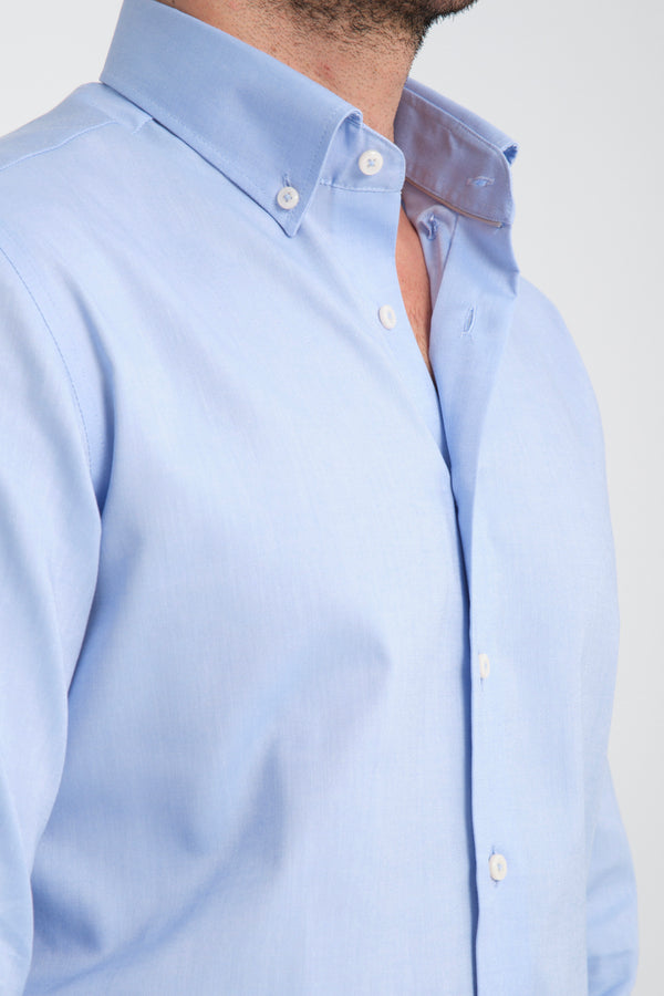 Camicia Uomo Cesare Essential Oxford No Iron Blu No Stiro