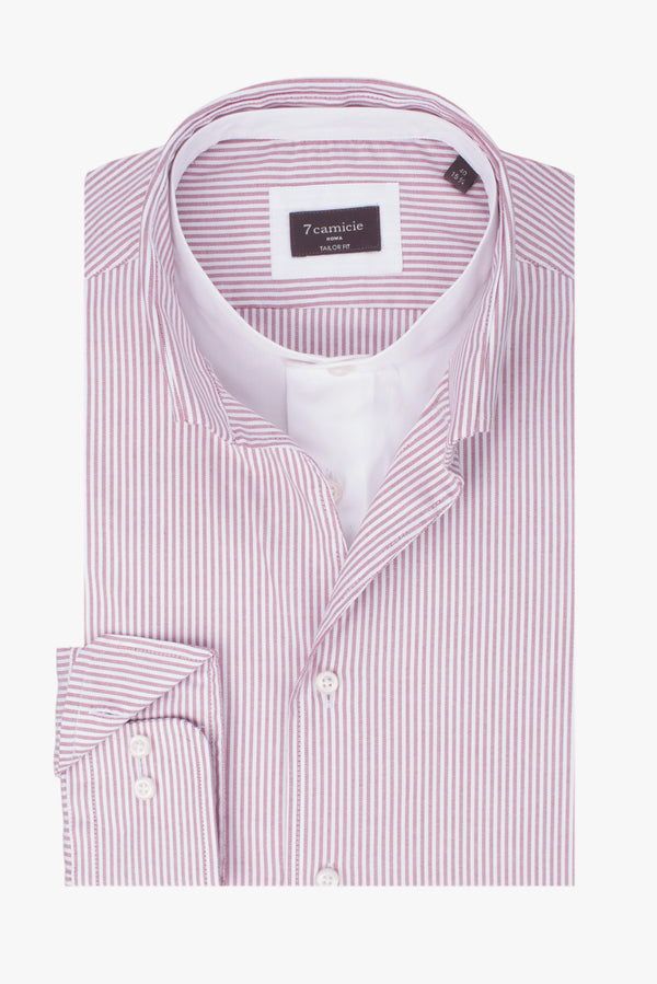 Tiziano Poplin Stretch Man Shirt Purple White