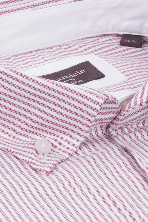 Tiziano Poplin Stretch Man Shirt Purple White