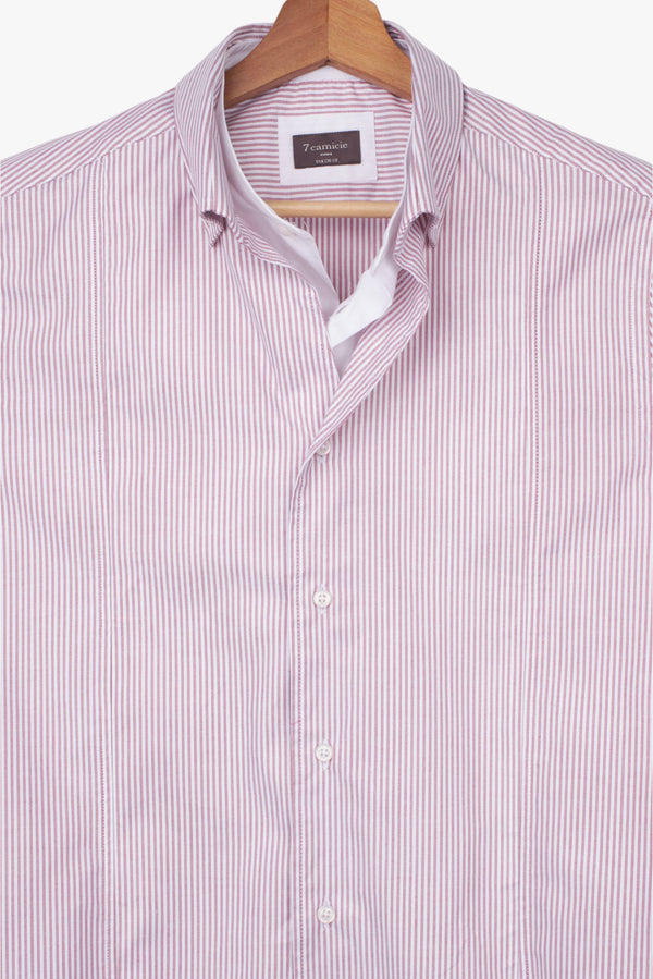 Tiziano Poplin Stretch Man Shirt Purple White