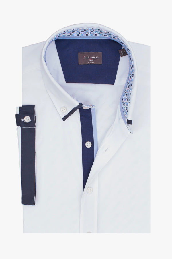 Camicia Uomo Manica Corta Bernini Iconic Popelin Stretch Bianco
