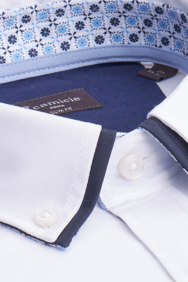 Camicia Uomo Manica Corta Bernini Iconic Popelin Stretch Bianco