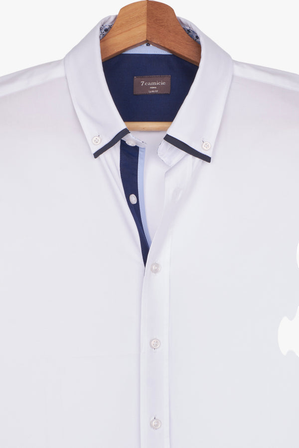 Camicia Uomo Manica Corta Bernini Iconic Popelin Stretch Bianco
