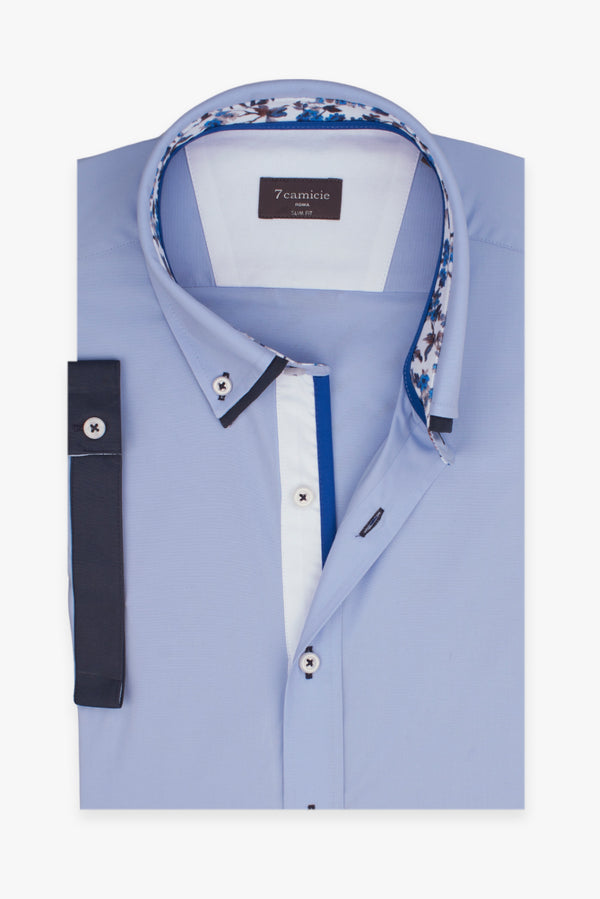 Camisa Hombre Manga corta Bernini Iconic Popelin Stretch Azul Claro