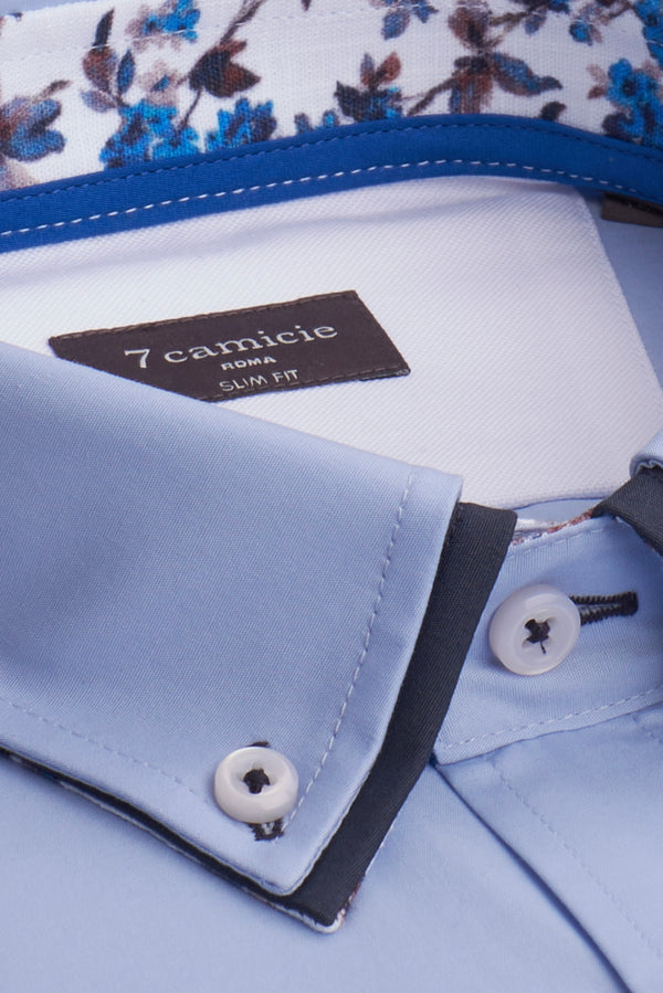 Camisa Hombre Manga corta Bernini Iconic Popelin Stretch Azul Claro