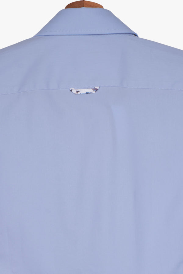 Camisa Hombre Manga corta Bernini Iconic Popelin Stretch Azul Claro