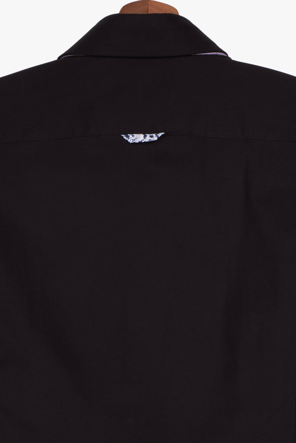 Chemise Homme Manche Courte Bernini Iconic Popelin Stretch Noir