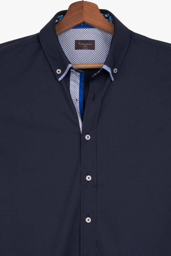 Bernini Iconic Herren Hemd Kurzarm Poplin Stretch Blau
