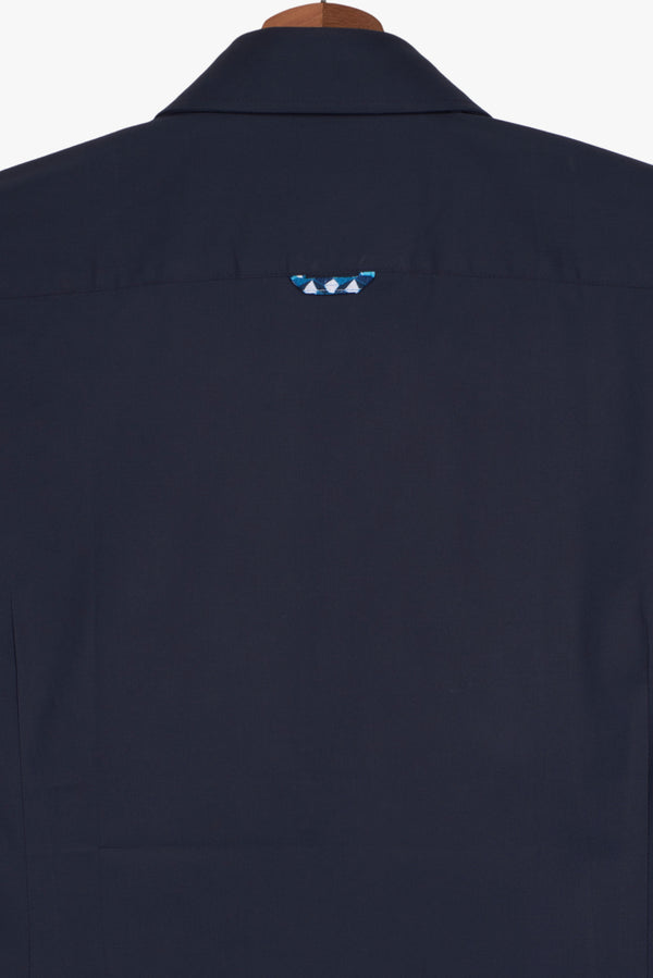 Bernini Iconic Herren Hemd Kurzarm Poplin Stretch Blau