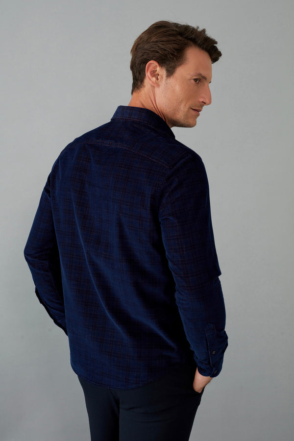 Camicia Uomo Sport in Velluto con Tasche
