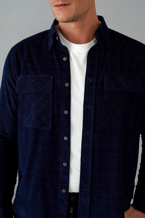 Camicia Uomo Sport in Velluto con Tasche