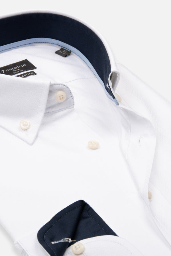 Chemise Homme Leonardo Sport Jacquard Blanc