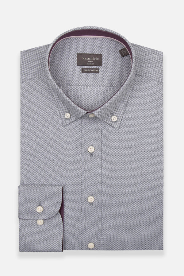 Camisa Hombre Leonardo Sport Jacquard Gris Blanco