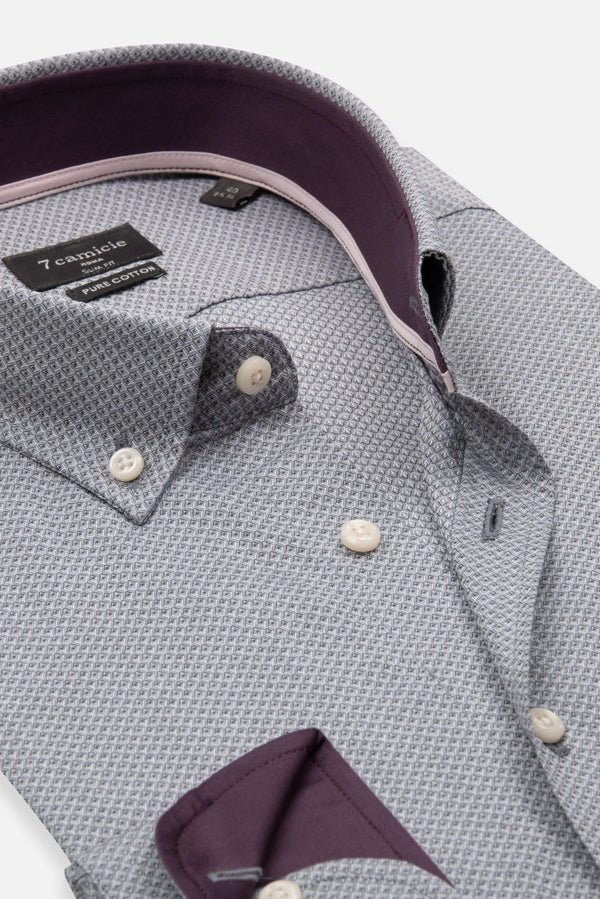 Camisa Hombre Leonardo Sport Jacquard Gris Blanco