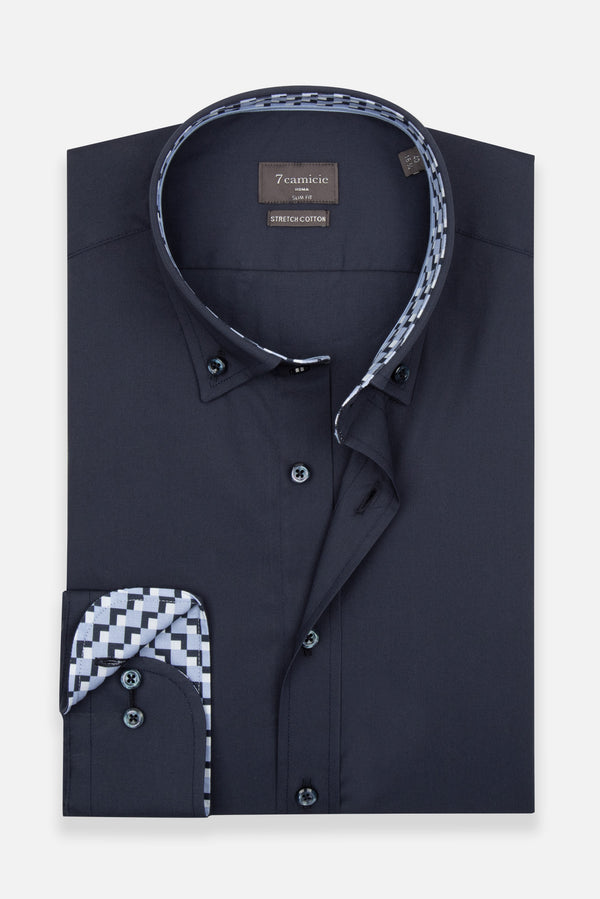 Camisa Hombre Leonardo Sport Popelin Stretch Azul