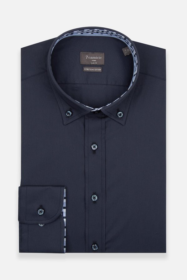 Camisa Hombre Leonardo Sport Popelin Stretch Azul
