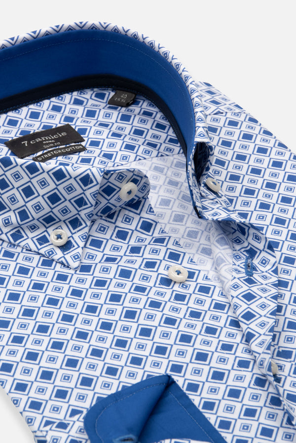 Leonardo Sport Poplin Stretch Man Shirt White Navy Blue
