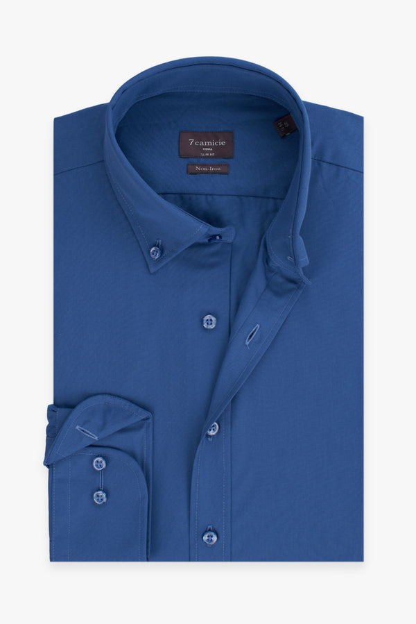 Camicia Uomo Leonardo Essential Popelin Blu No Stiro