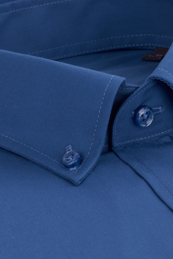 Camicia Uomo Leonardo Essential Popelin Blu No Stiro