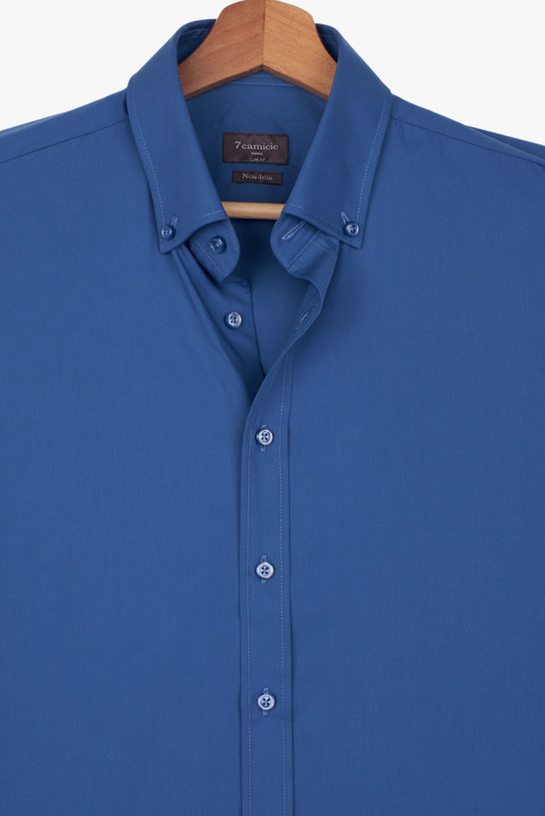 Camicia Uomo Leonardo Essential Popelin Blu No Stiro