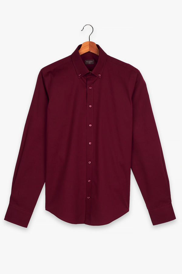 Chemise Homme Leonardo Popelin Stretch Rouge