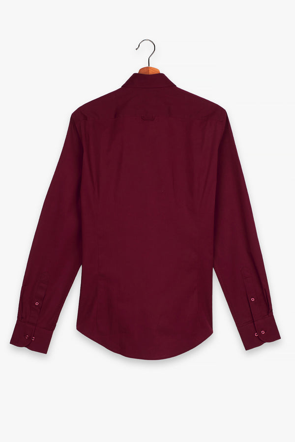 Chemise Homme Leonardo Popelin Stretch Rouge