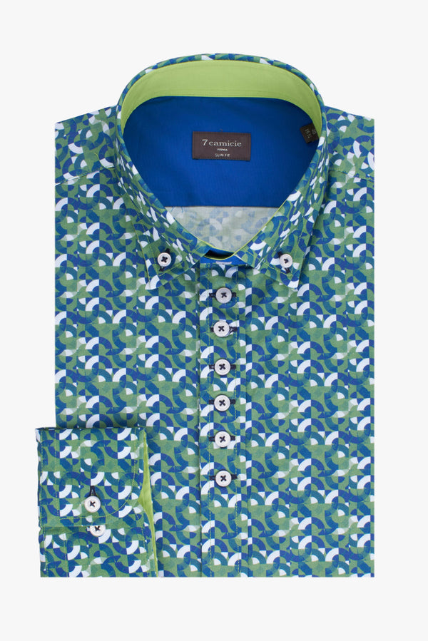 Camisa Hombre Donatello Iconic Popelin Verde Azul