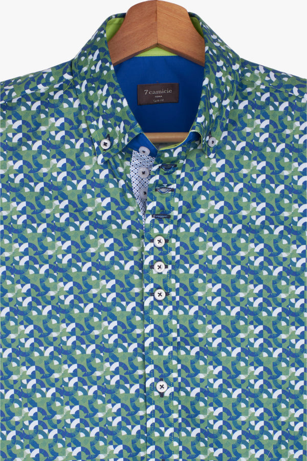 Camisa Hombre Donatello Iconic Popelin Verde Azul