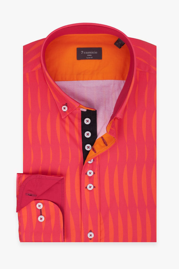 Donatello Iconic Poplin Man Shirt Pink Orange