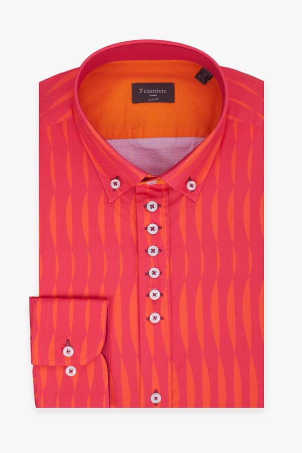 Donatello Iconic Poplin Man Shirt Pink Orange