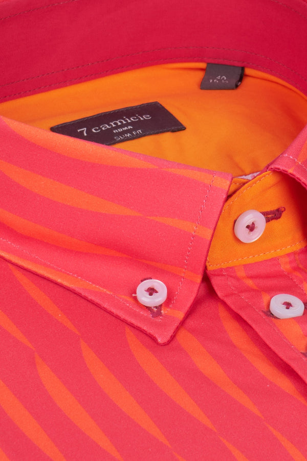 Donatello Iconic Poplin Man Shirt Pink Orange