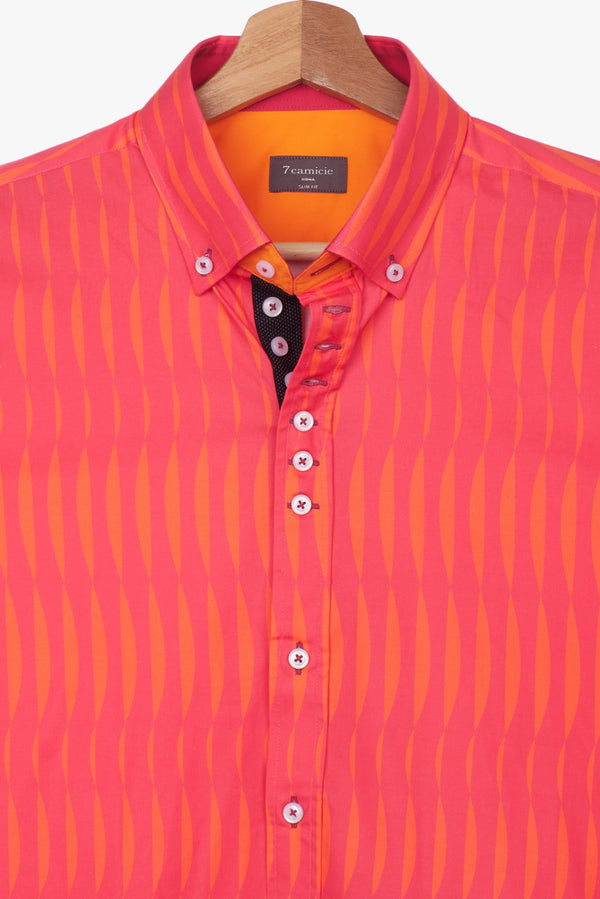 Donatello Iconic Poplin Man Shirt Pink Orange