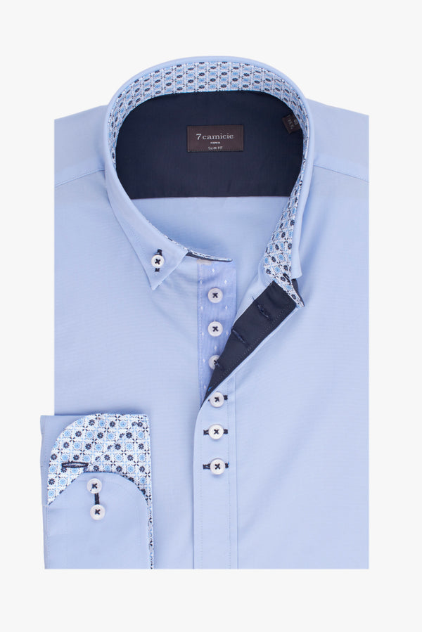 Camisa Hombre Donatello Iconic Popelin Stretch Azul Claro