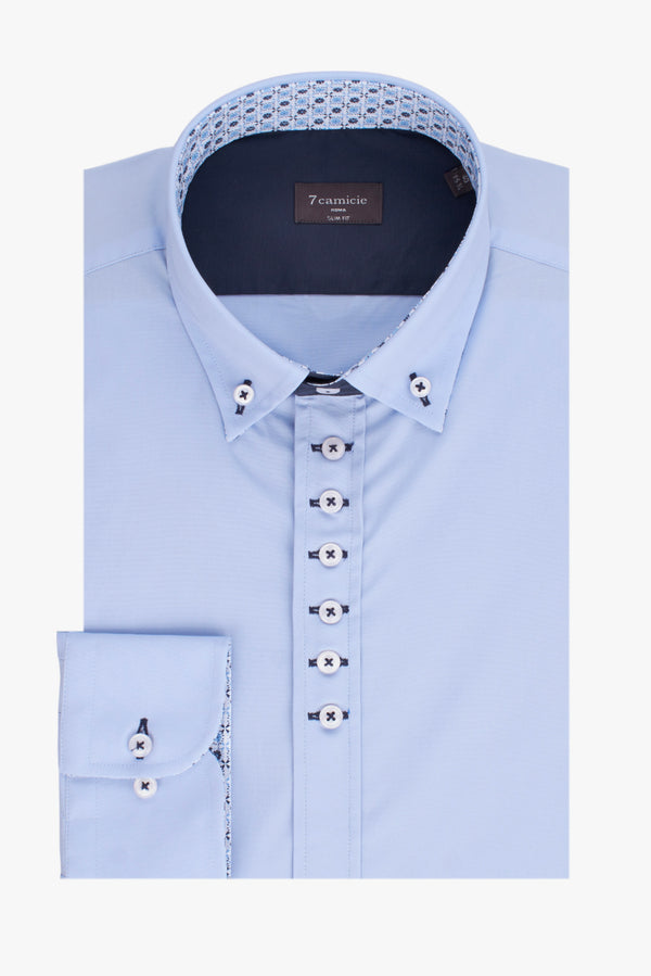 Camisa Hombre Donatello Iconic Popelin Stretch Azul Claro