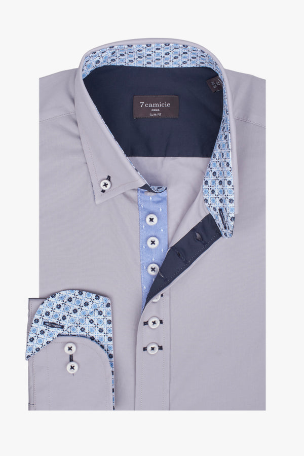 Camicia Uomo Donatello Iconic Popelin Stretch Grigio