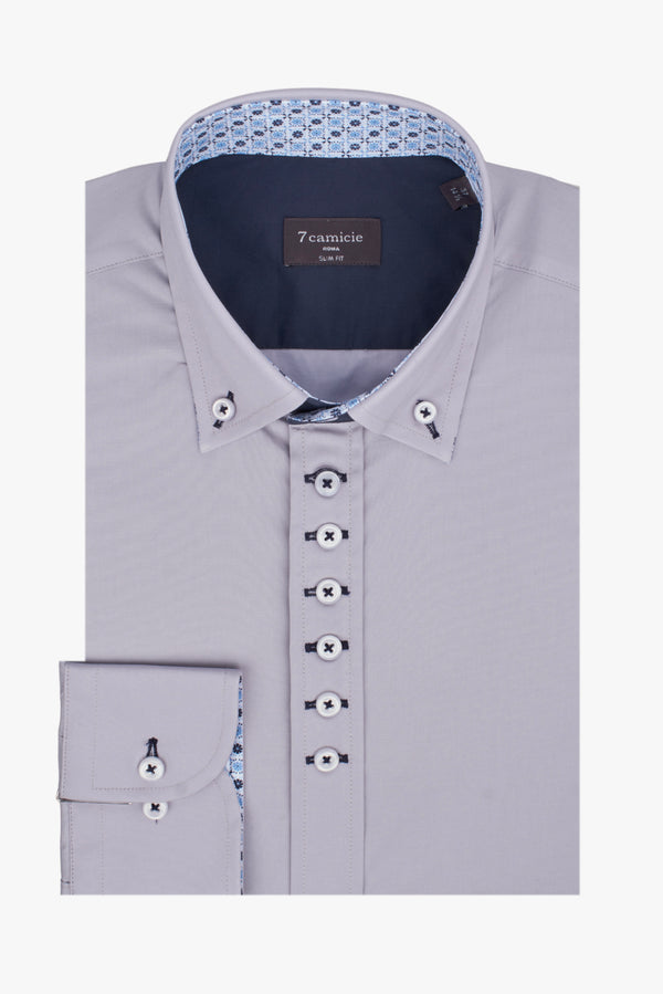 Camicia Uomo Donatello Iconic Popelin Stretch Grigio
