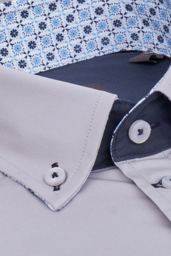 Camicia Uomo Donatello Iconic Popelin Stretch Grigio