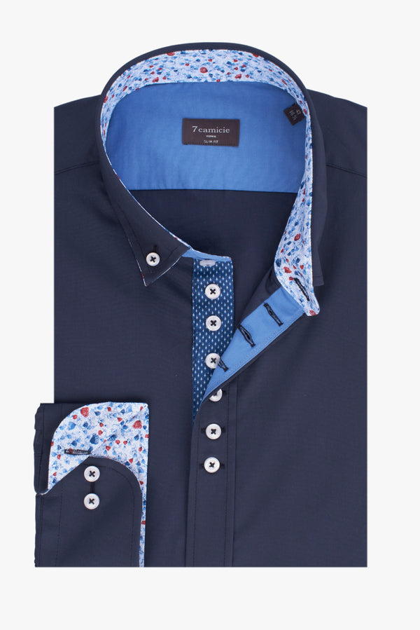 Camicia Uomo Donatello Iconic Popelin Stretch Blu