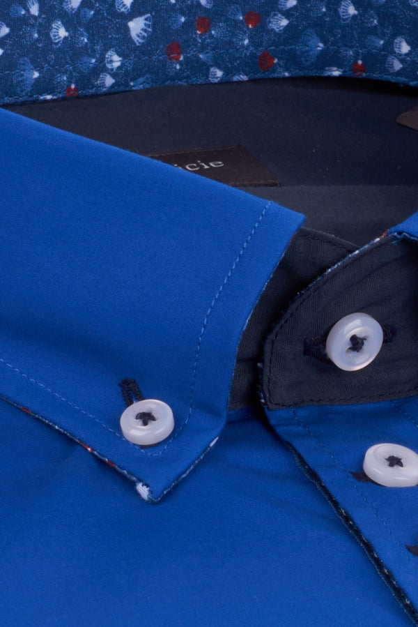 Camicia Uomo Donatello Iconic Popelin Stretch Blu scuro