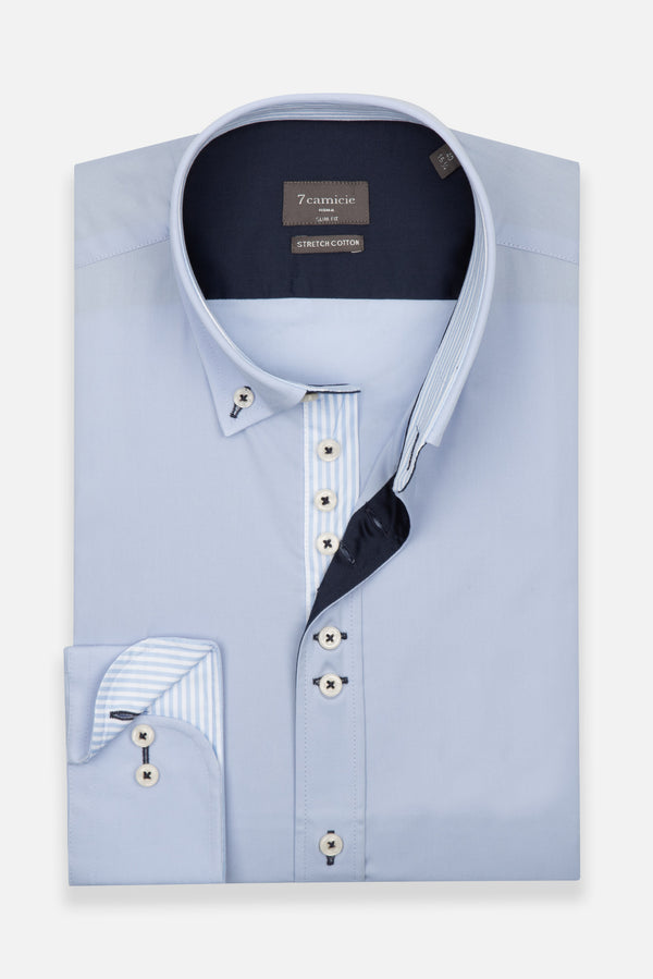Camicia Uomo Donatello Sport Popelin Stretch Celeste