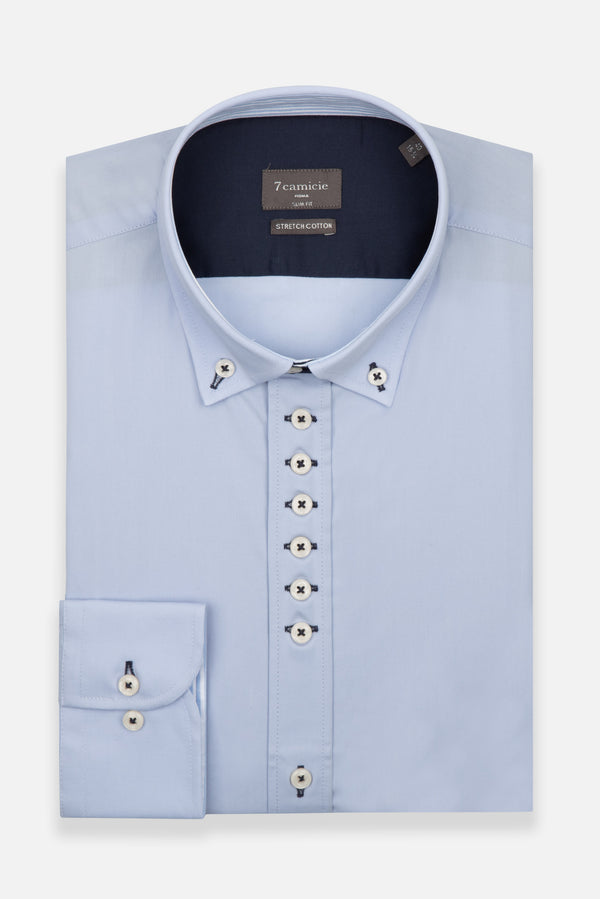 Camicia Uomo Donatello Sport Popelin Stretch Celeste