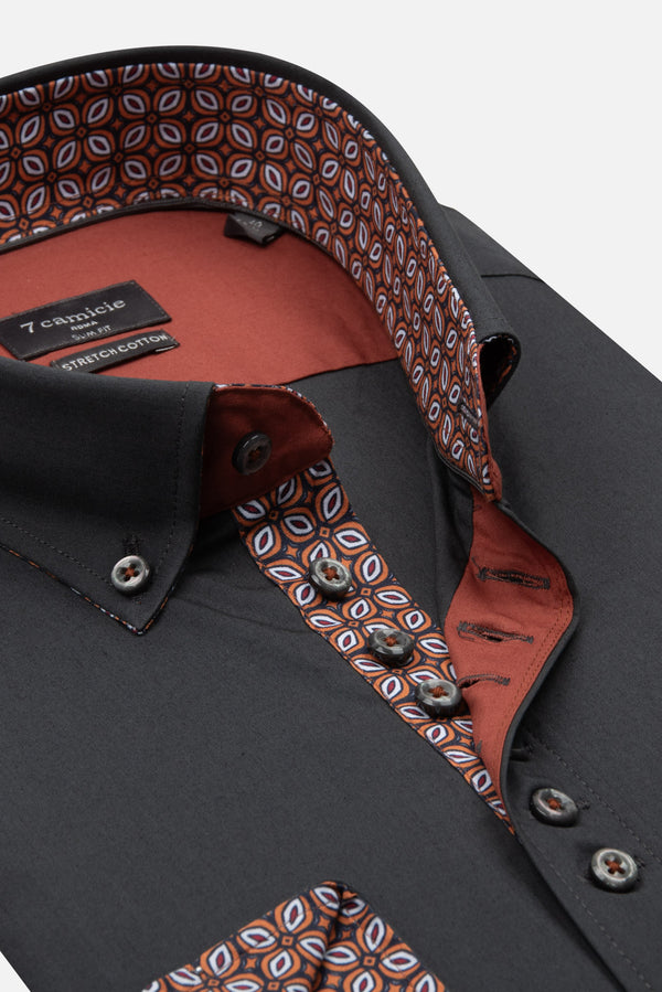 Camicia Uomo Donatello Sport Popelin Stretch Grigio