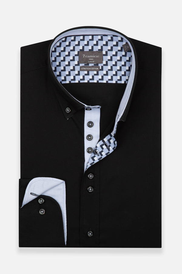 Camicia Uomo Donatello Sport Popelin Stretch Nero