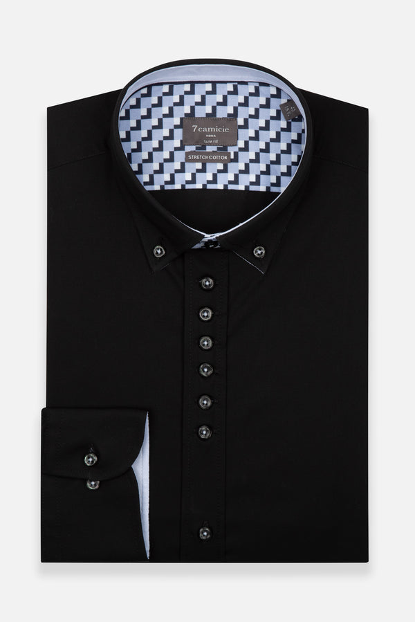 Camicia Uomo Donatello Sport Popelin Stretch Nero